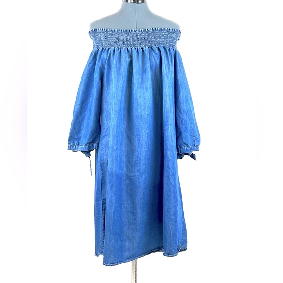 Gabrielle Denim Long Sleeve Dress in 80 Wash Blue | SASS
